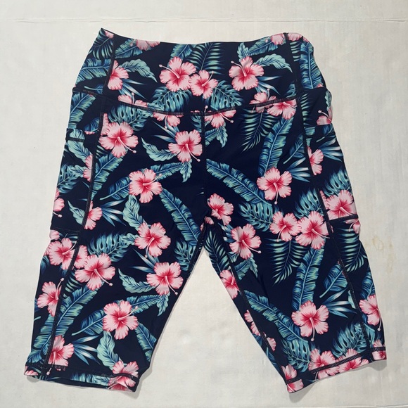 Santiny Womens Size L Floral High Waisted Swim Surfing Vacation Summer Pockets - Picture 1 of 9